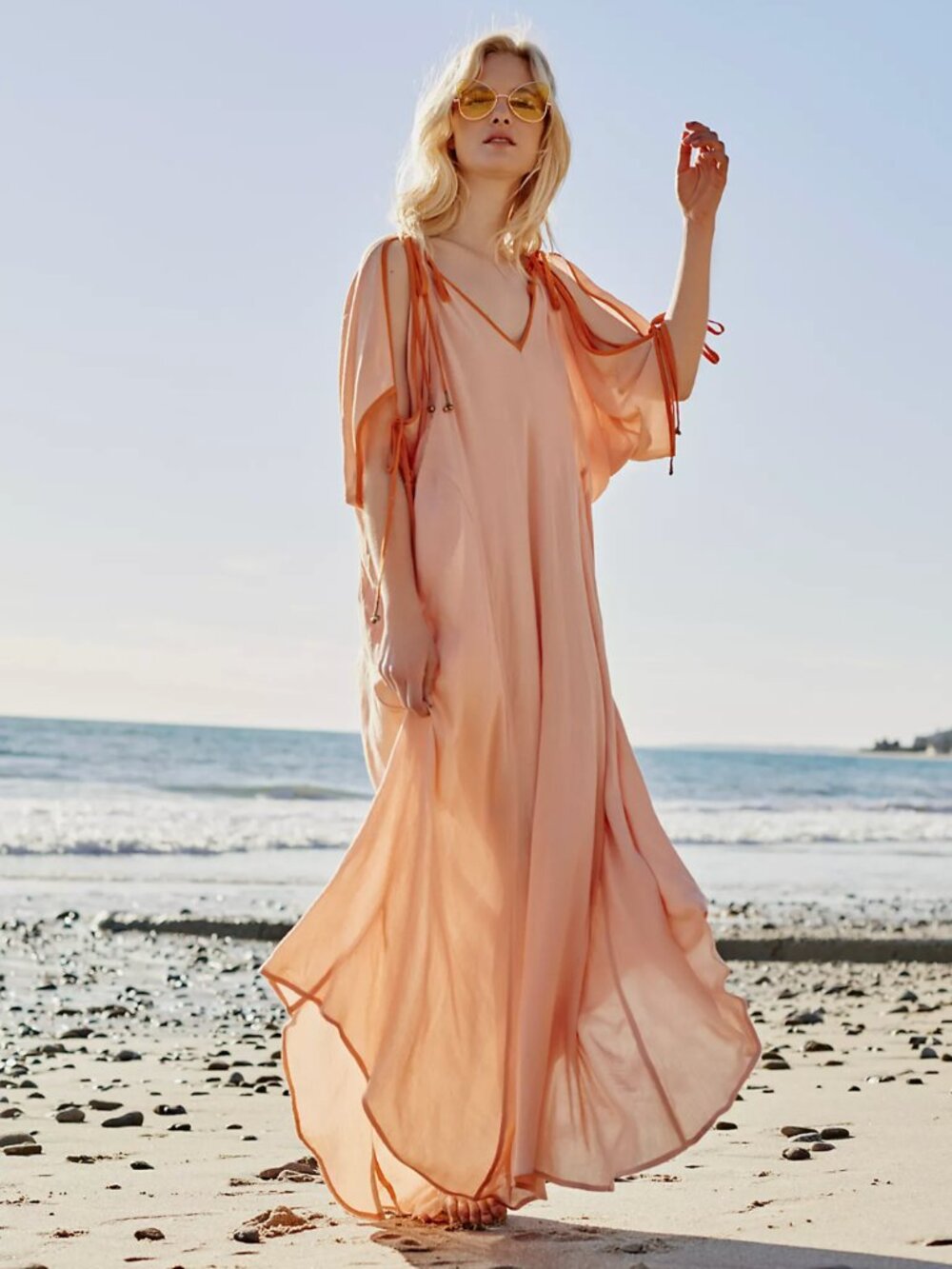 Free People Easy Morning Maxi Dress – Peach/Coral – Small – NWOT